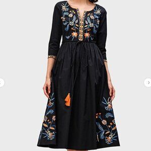 Floral vine embroidery cotton poplin dress eShakti 1X 18W